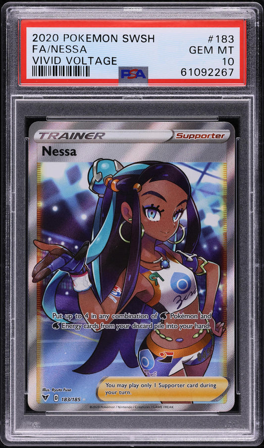 2020 POKEMON SWORD & SHIELD VIVID VOLTAGE FULL ART NESSA #183 PSA 10 GEM MINT