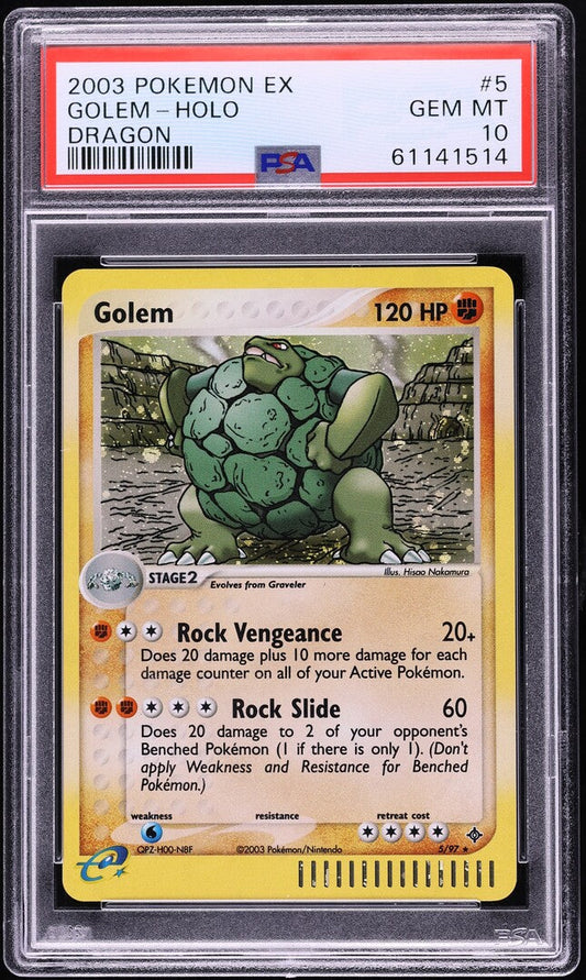 2003 POKEMON EX DRAGON HOLO GOLEM #5 PSA 10 GEM MINT