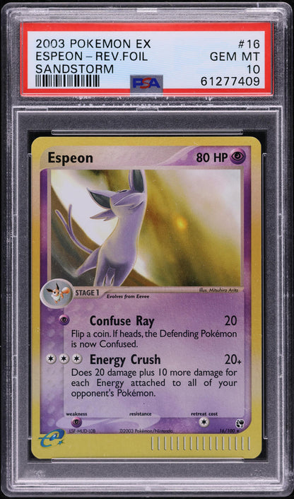 2003 POKEMON EX SANDSTORM REVERSE HOLO ESPEON #16 PSA 10 GEM MINT