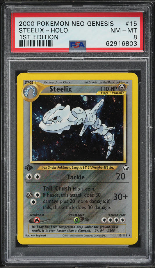 2000 POKEMON NEO GENESIS 1ST EDITION HOLO STEELIX #15 PSA 8 NM-MT