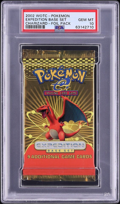 2002 POKEMON EXPEDITION BASE SET CHARIZARD BOOSTER PACK PSA 10