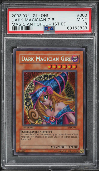 2003 YU-GI-OH! YUGIOH! MAGICIAN'S FORCE 1ST EDITION DARK MAGICIAN GIRL #MFC-000 PSA 9