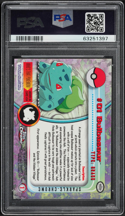 2000 TOPPS CHROME POKEMON SERIES 1 SPARKLE BULBASAUR #1 PSA 10 GEM MINT