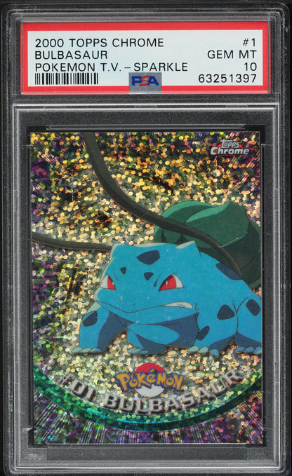 2000 TOPPS CHROME POKEMON SERIES 1 SPARKLE BULBASAUR #1 PSA 10 GEM MINT