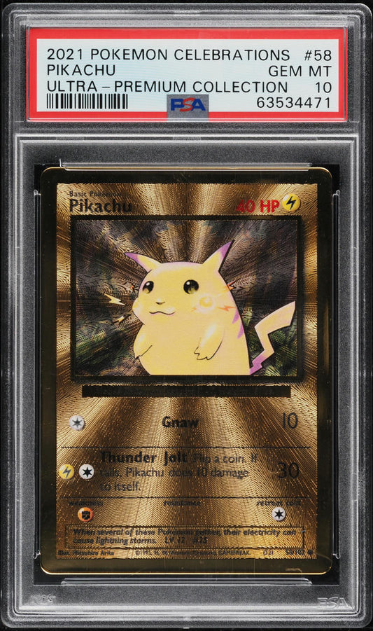 2021 POKEMON CELEBRATIONS ULTRA-PREMIUM COLLECTION PIKACHU #58 PSA 10 GEM MINT