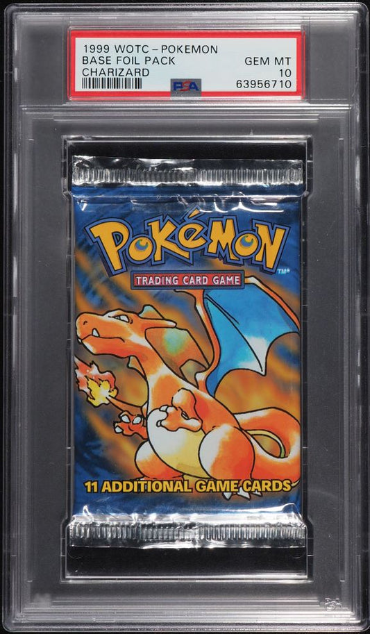 1999 POKEMON BASE SET PACK CHARIZARD BASE FOIL PACK PSA 10 GEM MINT