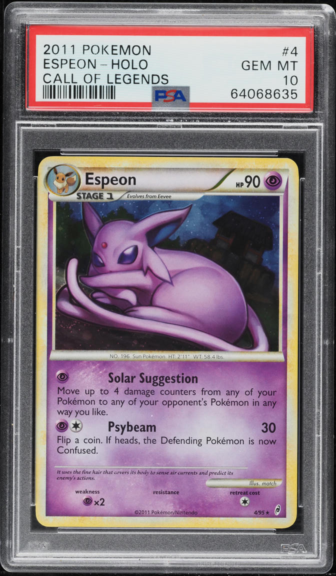 2011 POKEMON CALL OF LEGENDS HOLO ESPEON #4 PSA 10 GEM MINT