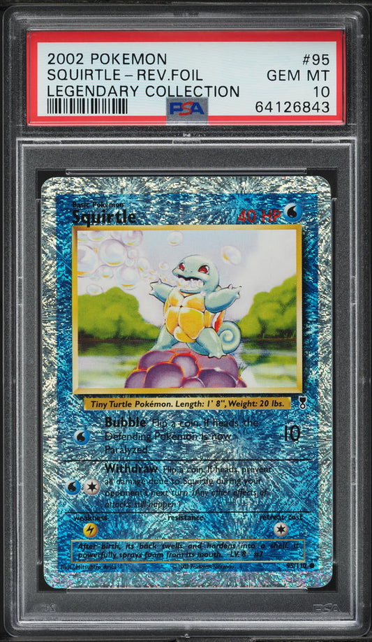 2002 POKEMON LEGENDARY COLLECTION REVERSE HOLO SQUIRTLE #95 PSA 10 GEM MINT