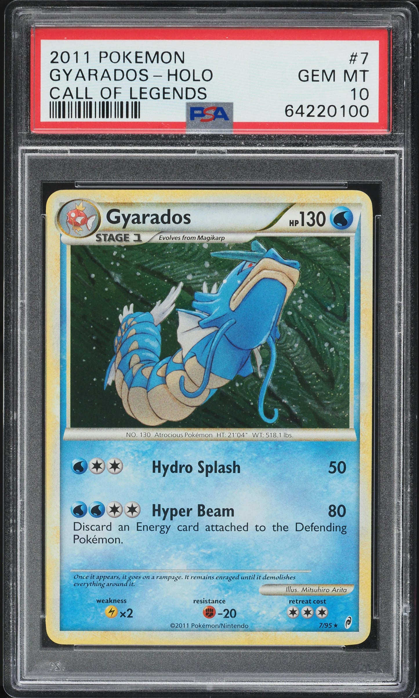 2011 POKEMON CALL OF LEGENDS HOLO GYARADOS #7 PSA 10 GEM MINT