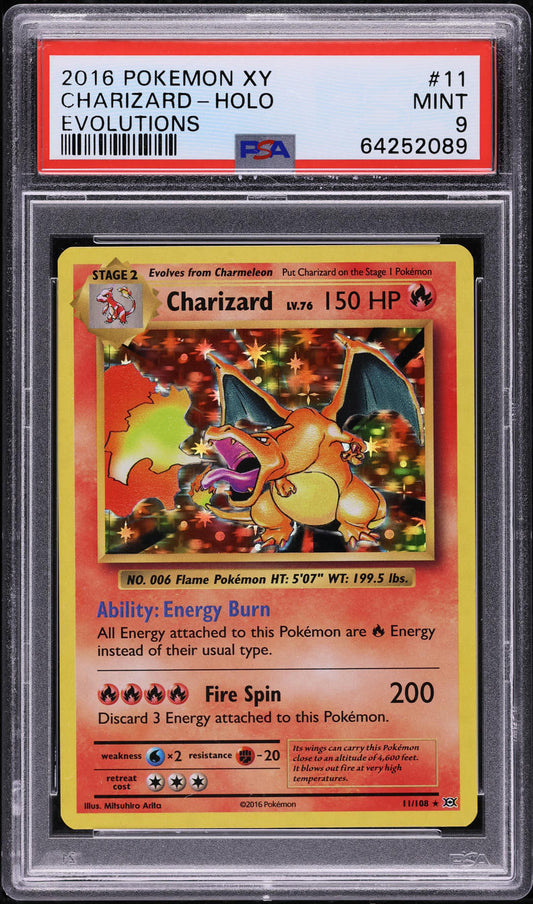 2016 POKEMON XY EVOLUTIONS HOLO CHARIZARD #11 PSA 9 MINT