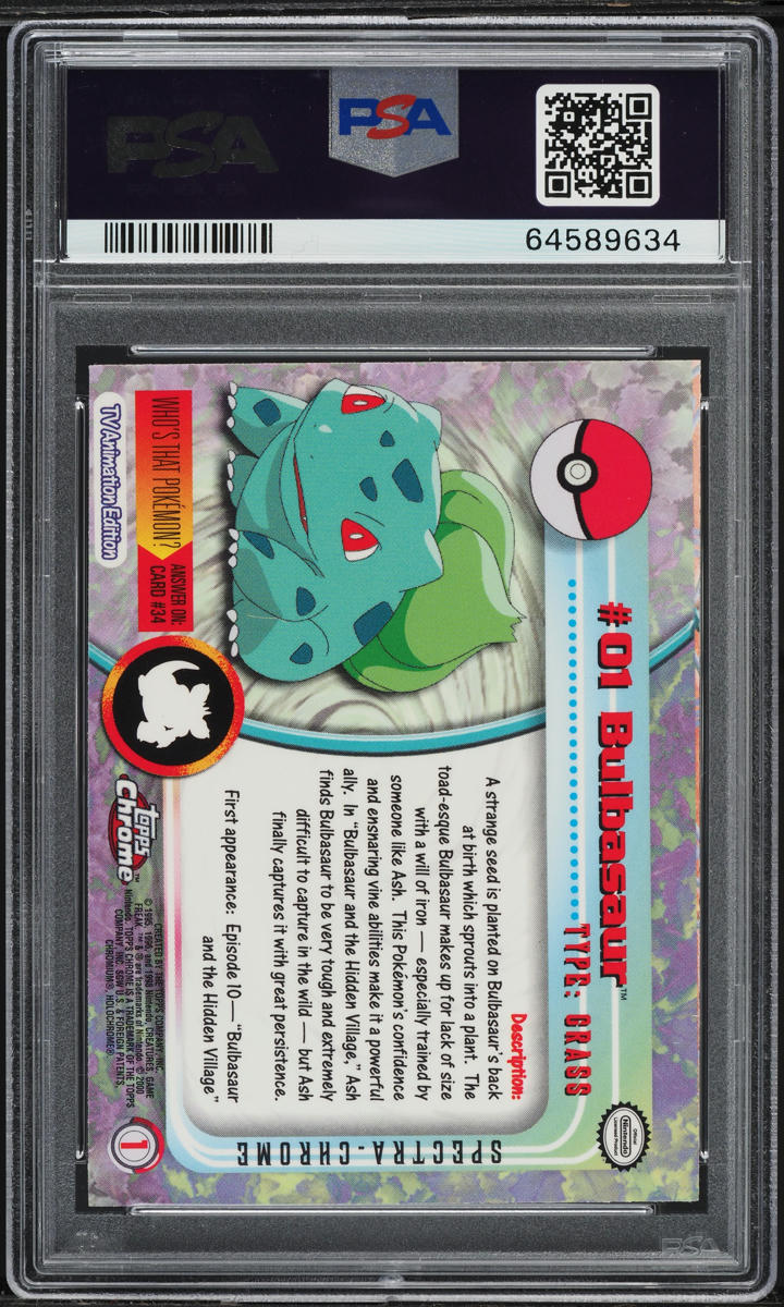 2000 TOPPS CHROME POKEMON SERIES 1 SPECTRA BULBASAUR #1 PSA 10 GEM MINT