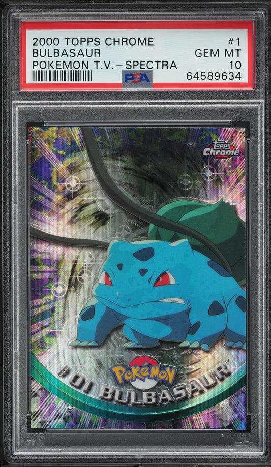 2000 TOPPS CHROME POKEMON SERIES 1 SPECTRA BULBASAUR #1 PSA 10 GEM MINT