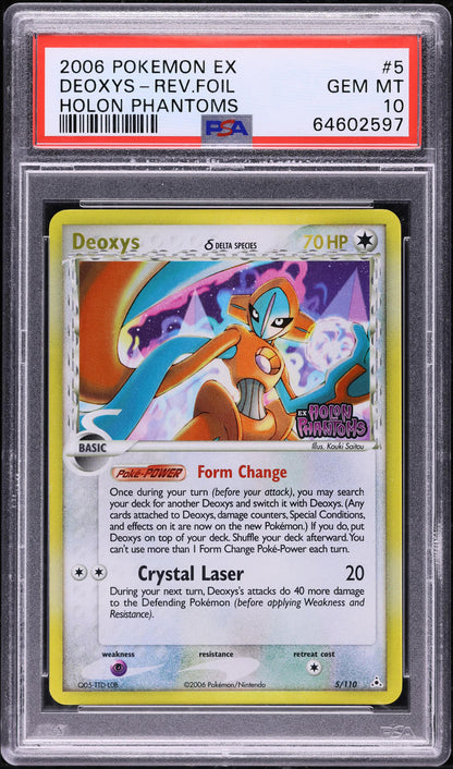 2006 POKEMON EX HOLON PHANTOMS REVERSE HOLO DEOXYS #5 PSA 10