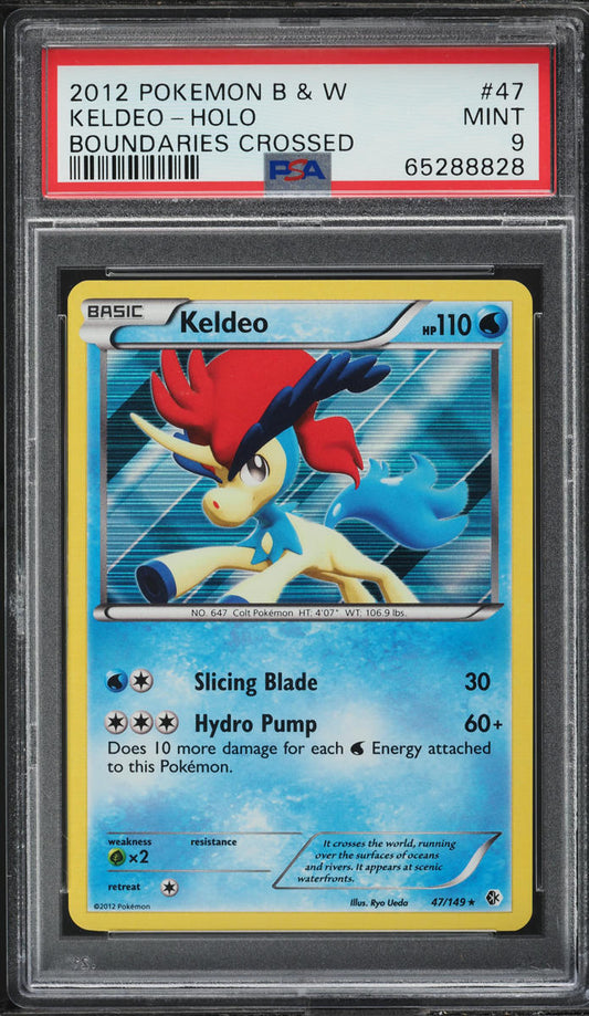 2012 POKEMON BLACK & WHITE BOUNDARIES CROSSED HOLO KELDEO #47 PSA 9 MINT