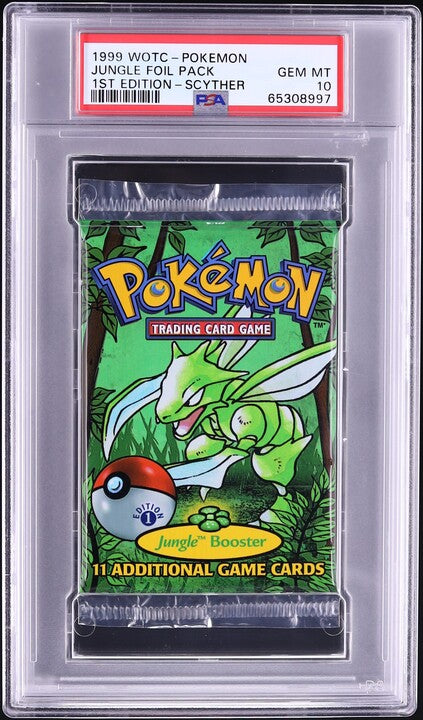 1999 POKEMON JUNGLE 1ST EDITION SCYTHER BOOSTER PACK PSA 10 GEM MINT