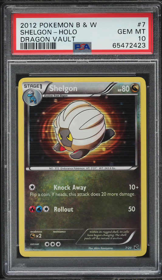 2012 POKEMON BLACK & WHITE DRAGON VAULT HOLO SHELGON #7 PSA 10 GEM MINT