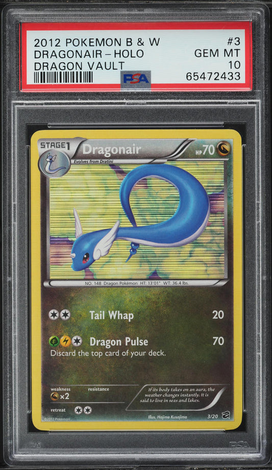 2012 POKEMON BLACK & WHITE DRAGON VAULT HOLO DRAGONAIR #3 PSA 10 GEM MINT