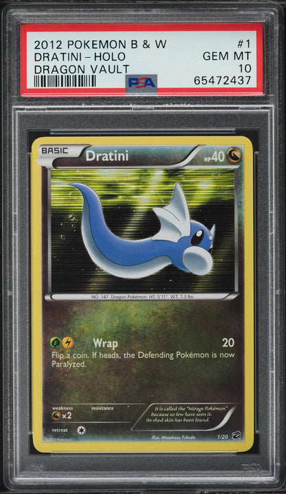 2012 POKEMON BLACK & WHITE DRAGON VAULT HOLO DRATINI #1 PSA 10 GEM MINT