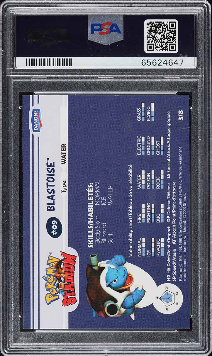 2000 DANONE POKEMON STADIUM TIP SHINY BLASTOISE #3 PSA 10 GEM MINT