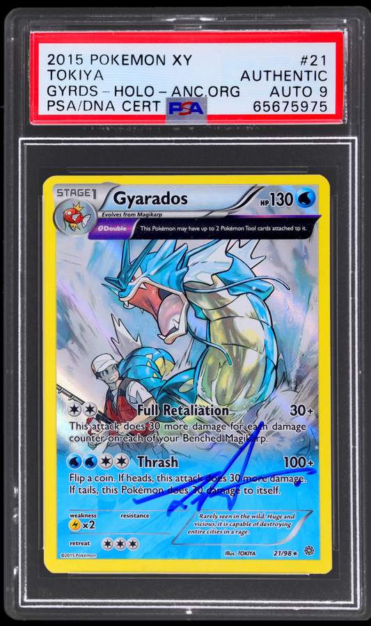 2015 POKEMON XY ANCIENT ORIGINS HOLO GYARADOS #21 TOKIYA AUTO 9 PSA AUTH