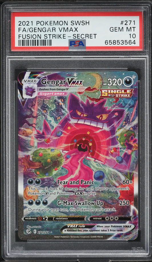 2021 POKEMON SWSH FUSION STRIKE ALT ART GENGAR VMAX #271 PSA 10 GEM MINT