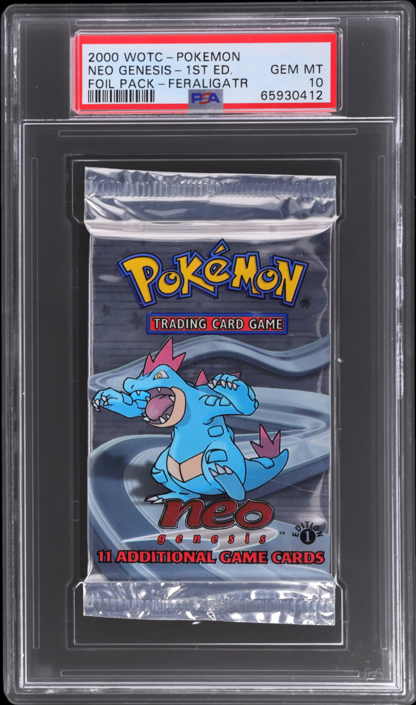 2000 POKEMON NEO GENESIS 1ST EDITION FERALIGATR BOOSTER PACK PSA 10