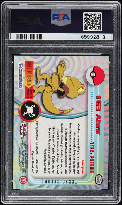 2000 TOPPS CHROME POKEMON SERIES 1 TEKNO ABRA #63 PSA 10 GEM MINT