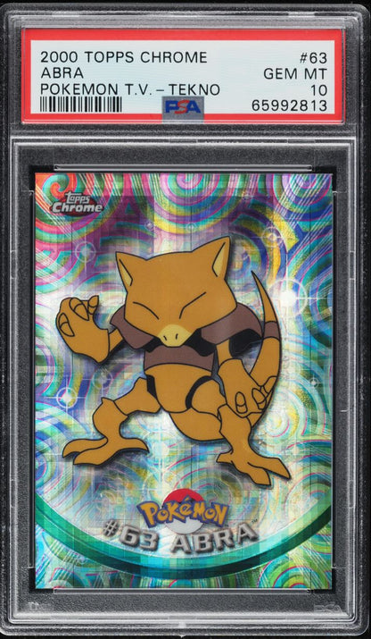 2000 TOPPS CHROME POKEMON SERIES 1 TEKNO ABRA #63 PSA 10 GEM MINT