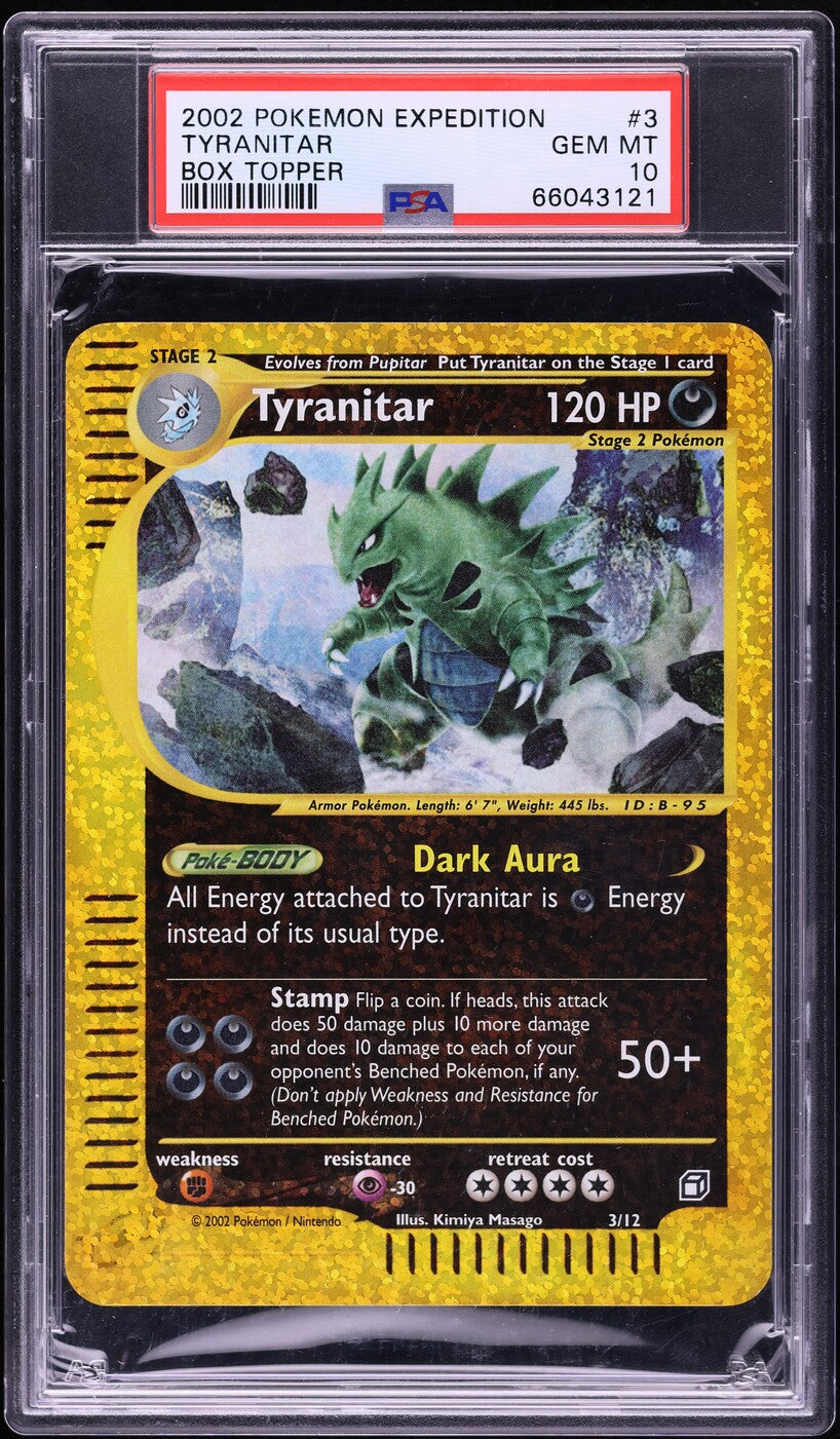2002 POKEMON EXPEDITION BOX TOPPER TYRANITAR #3 PSA 10 GEM MINT