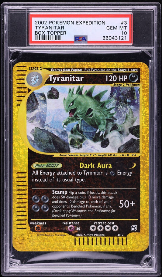 2002 POKEMON EXPEDITION BOX TOPPER TYRANITAR #3 PSA 10 GEM MINT