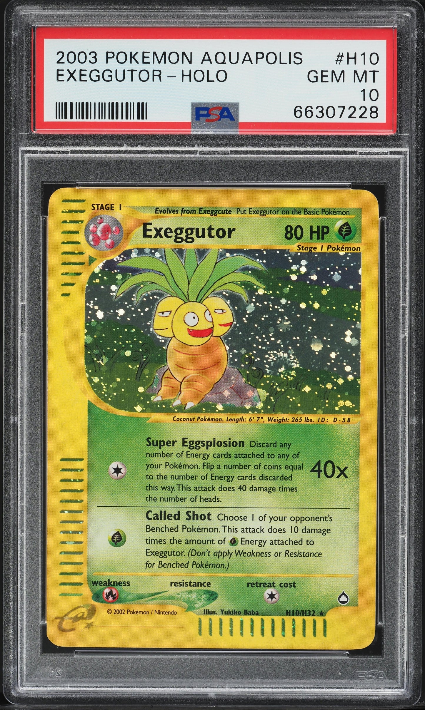 2003 POKEMON AQUAPOLIS HOLO EXEGGUTOR #H10 PSA 10 GEM MINT