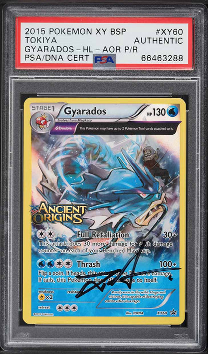 2015 POKEMON XY BLACK STAR PROMO ANCIENT ORIGINS PRERELEASE HOLO GYARADOS #XY60 TOKIYA AUTO PSA AUTH
