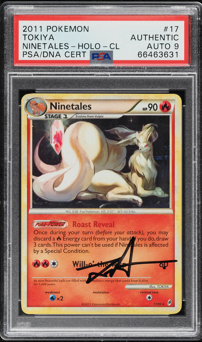 2011 POKEMON CALL OF LEGENDS HOLO NINETALES TOKIYA AUTO DNA 9 #17 PSA AUTH