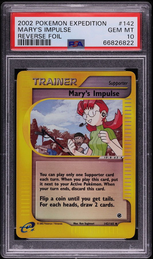 2002 POKEMON EXPEDITION REVERSE HOLO MARY'S IMPULSE #142 PSA 10 GEM MINT