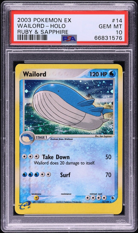 2003 POKEMON EX RUBY & SAPPHIRE HOLO WAILORD #14 PSA 10 GEM MINT