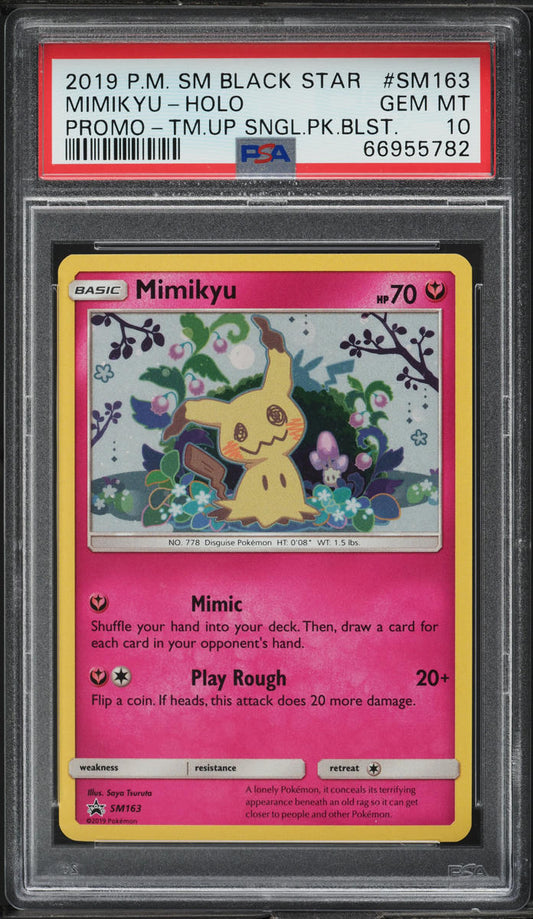 2019 POKEMON SUN & MOON BLACK STAR PROMO TEAM UP HOLO MIMIKYU #SM163 PSA 10 GEM MINT