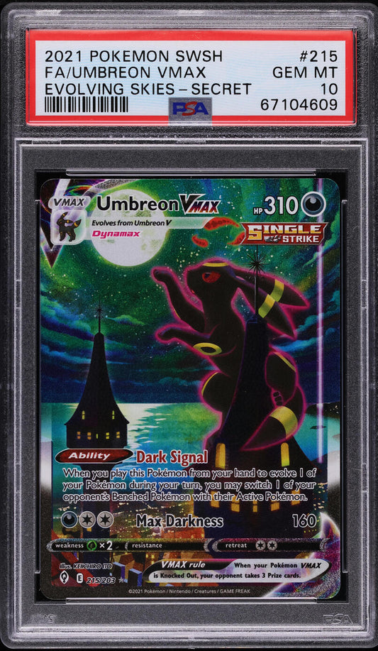 2021 POKEMON SWORD & SHIELD EVOLVING SKIES ALT ART UMBREON VMAX #215 PSA 10 GEM MINT