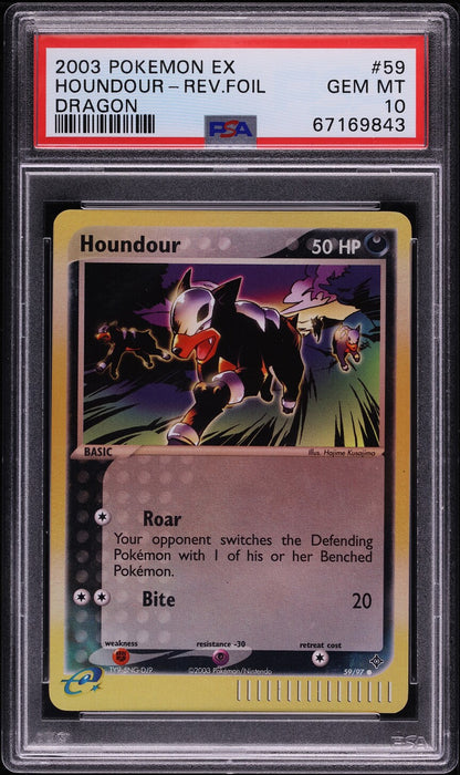 2003 POKEMON EX DRAGON REVERSE HOLO HOUNDOUR #59 PSA 10 GEM MINT