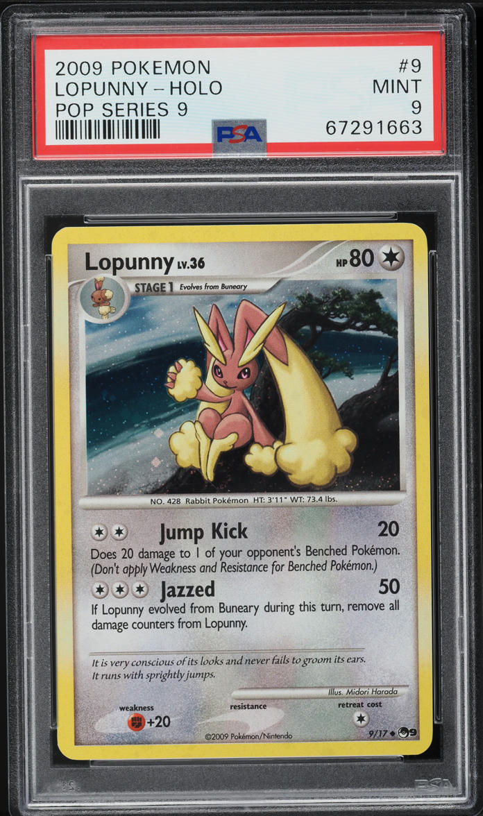 2009 POKEMON POP SERIES 9 HOLO LOPUNNY #9 PSA 9 MINT