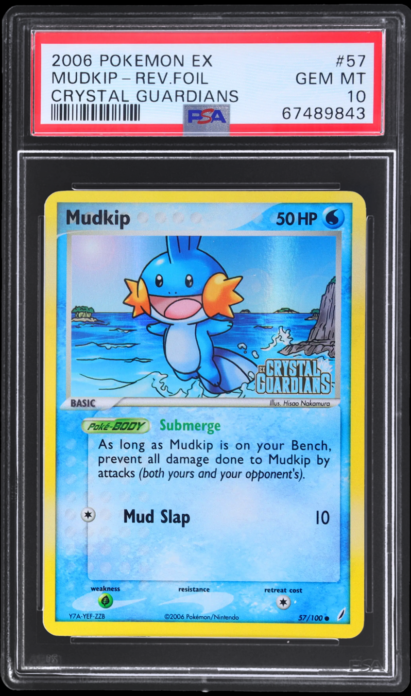 2006 POKEMON EX CRYSTAL GUARDIANS REVERSE HOLO MUDKIP #57 PSA 10