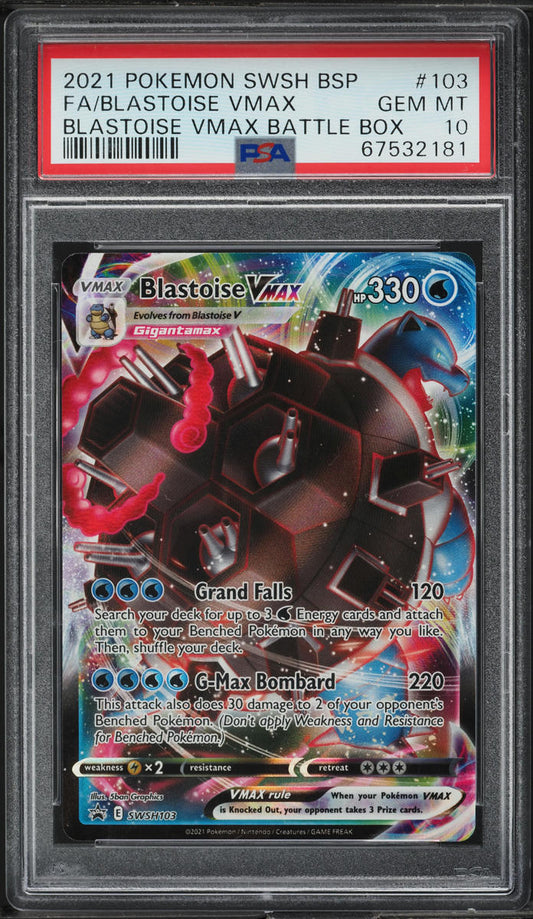 2021 POKEMON SWSH BLACK STAR PROMO BATTLE BOX FULL ART BLASTOISE VMAX PSA 10 GEM MINT