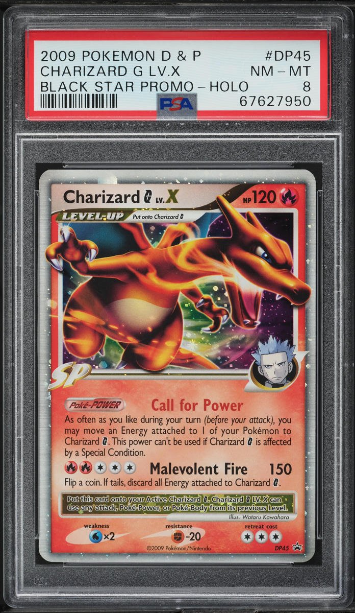 2009 POKEMON DIAMOND & PEARL BLACK STAR PROMO HOLO CHARIZARD G LV.X PSA 8 NM-MT