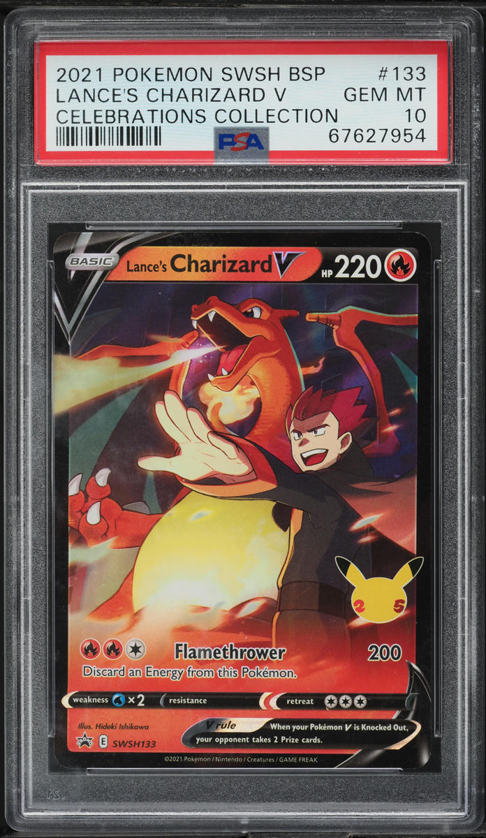 2021 POKEMON SWSH CELEBRATIONS COLLECTION PROMO LANCE'S CHARIZARD V #133 PSA 10