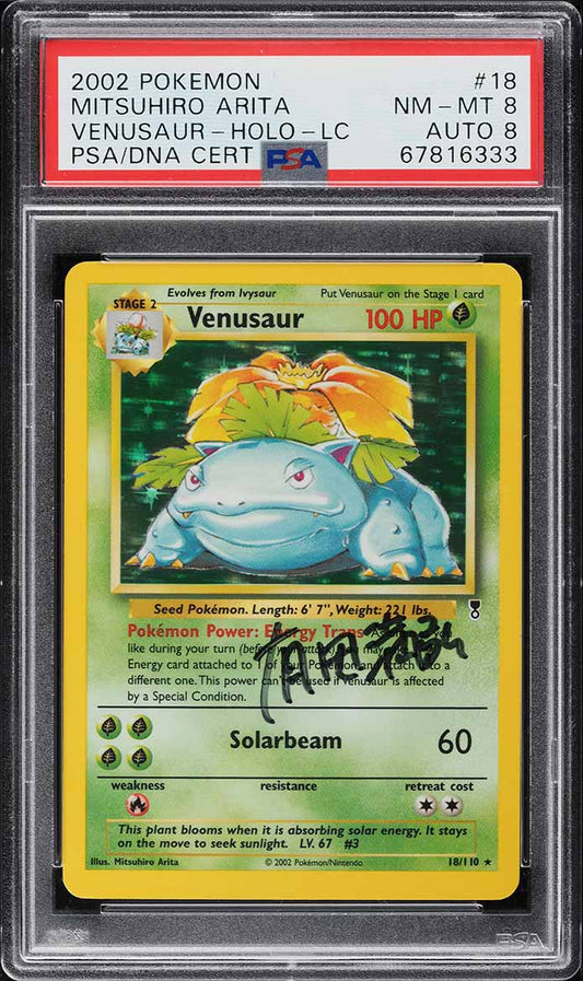 2002 POKEMON LEGENDARY COLLECTION HOLO VENUSAUR AUTO DNA 8 #18 PSA 8 NM-MT