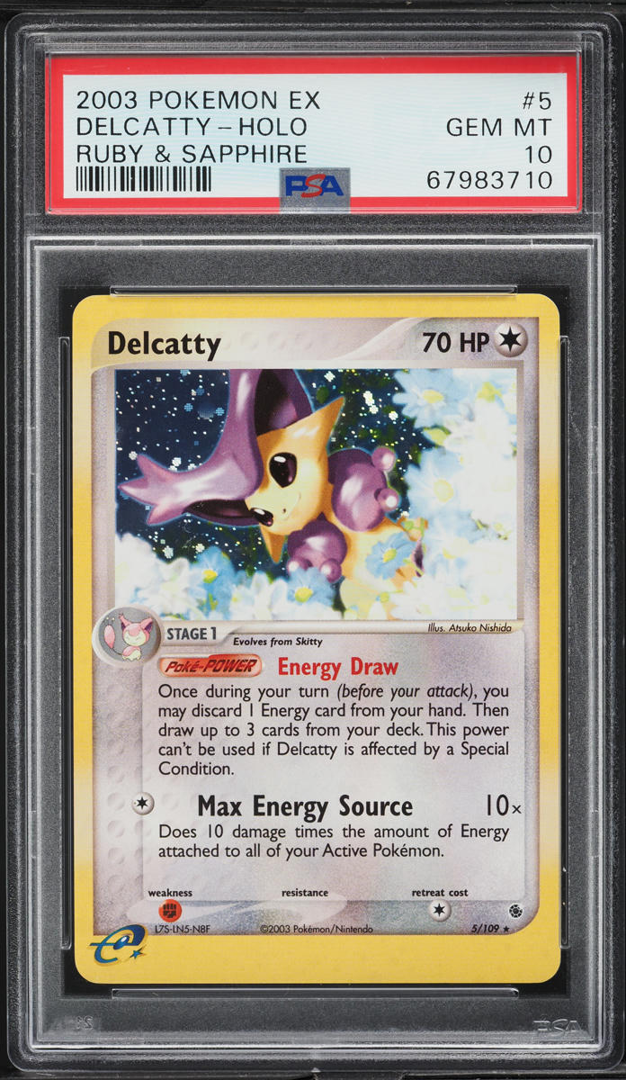 2003 POKEMON EX RUBY & SAPPHIRE HOLO DELCATTY #5 PSA 10 GEM MINT