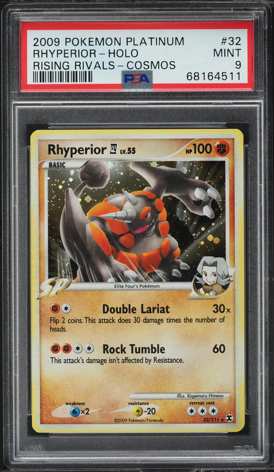 2009 POKEMON PLATINUM RISING RIVALS COSMOS HOLO RHYPERIOR #32 PSA 9 MINT