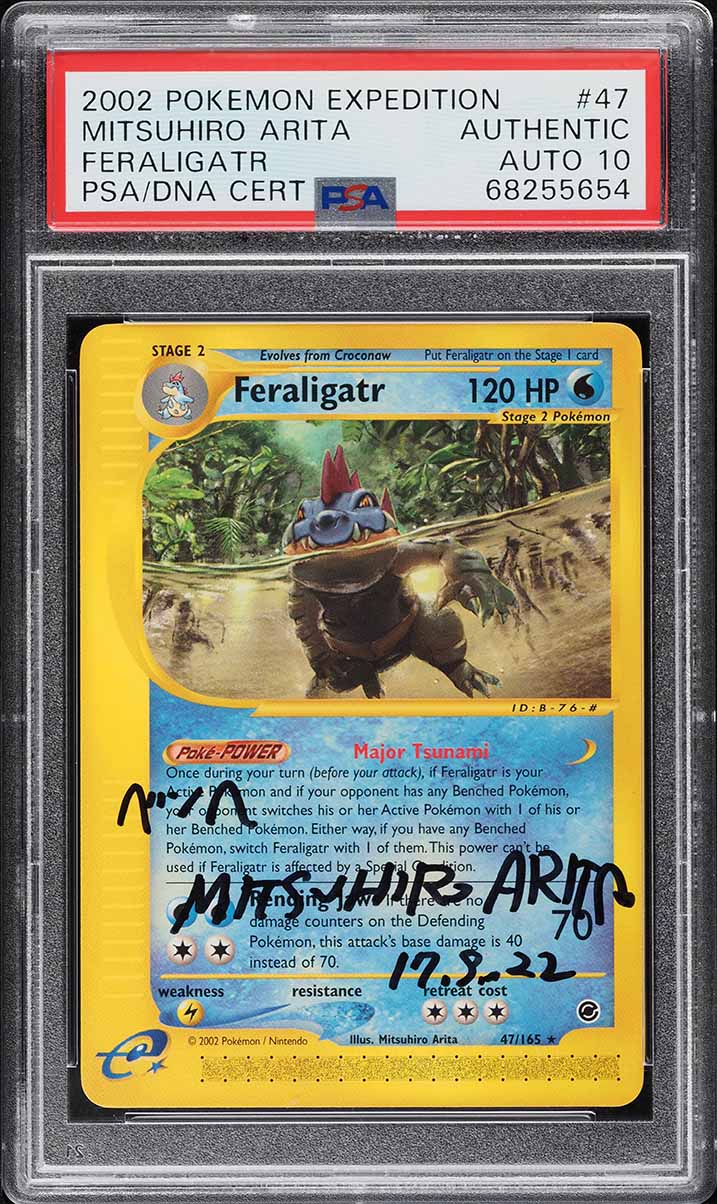 2002 POKEMON EXPEDITION FERALIGATR FERALIGATR AUTO DNA 10 #47 PSA AUTH