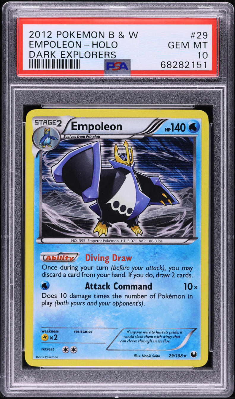2012 POKEMON BLACK & WHITE DARK EXPLORERS HOLO EMPOLEON #29 PSA 10 GEM MINT