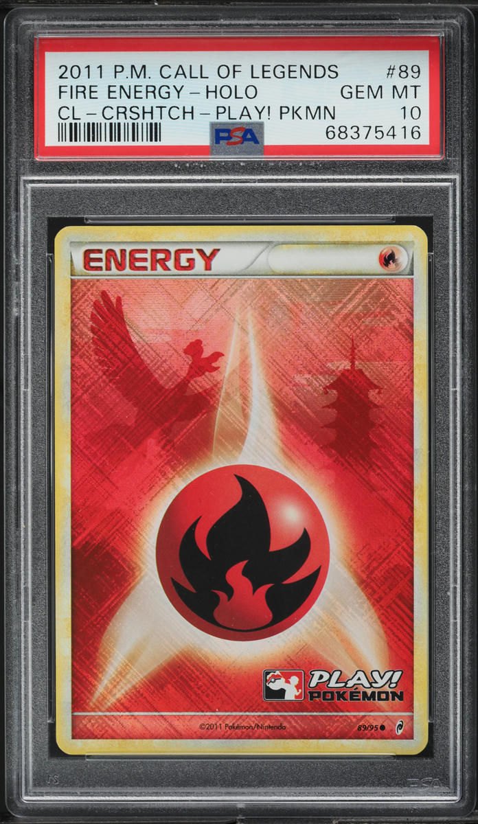 2011 POKEMON CALL OF LEGENDS PLAY! CROSSHATCH HOLO FIRE ENERGY #89 PSA 10