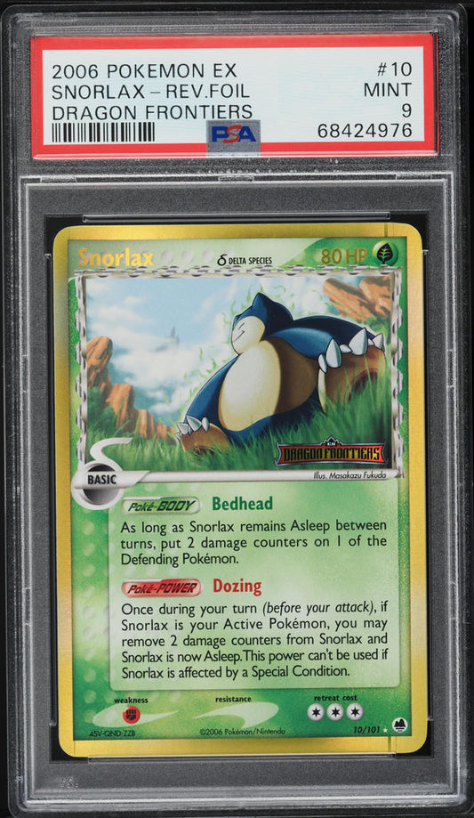 2006 POKEMON EX DRAGON FRONTIERS REVERSE HOLO SNORLAX #10 PSA 9 MINT